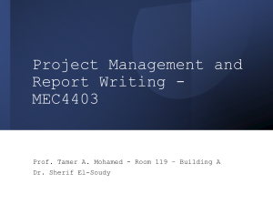 Project Management and Report Writing MEC4403 Course