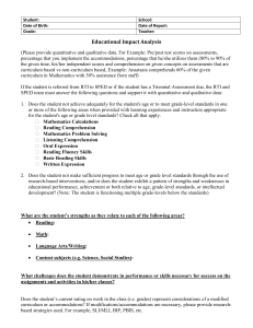 Educational Impact Analysis Form for Student Assessment
