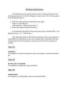 Writing Introductions Worksheet