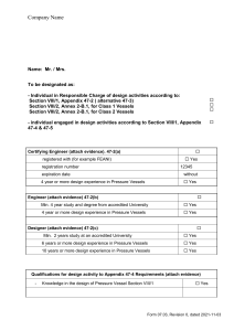 Pressure Vessel Design Qualification Form 07.03
