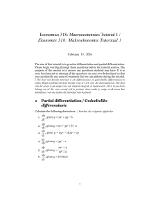Macroeconomics Tutorial 1: Differentiation Practice
