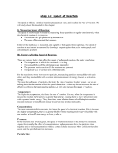 Chapter 12: Speed of Reaction