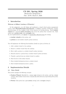 CS 201 Homework 1: Wizard Potion Inventory System