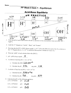 Acid-Base Equilibria Practice Worksheet: pH, pOH, and Calculations