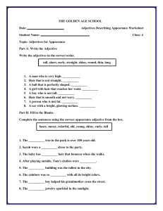 Adjectives Describing Appearance Worksheet