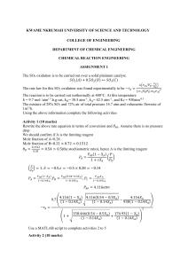 Chemical Reaction Engineering Assignment 1: SO2 Oxidation