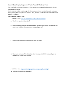 Protein & Muscle Synthesis Assignment