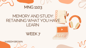 MNG 1103 Memory and Study Techniques