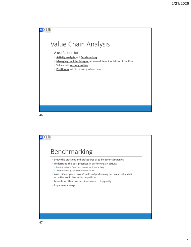 Value Chain Analysis & Benchmarking Presentation