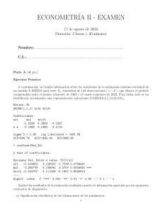 Examen de Econometr&iacute;a II