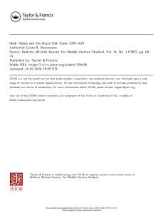 Shah Abbas and the Royal Silk Trade 1599-1629