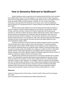 How is Genomics Relevant to Healthcare?