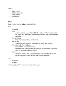 Literary Analysis: Clare & Irene Character Study