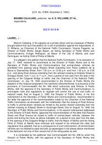 Calalang v. Williams: Supreme Court on Delegation of Power
