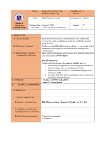 Grade 9 Science Lesson Plan: Constellations