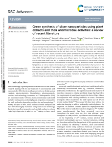 Green Synthesis of Silver Nanoparticles Using Plant Extracts: A Review