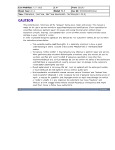 2013 Scion FR-S Service Manual Caution Section