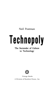 Technopoly: Culture vs. Technology