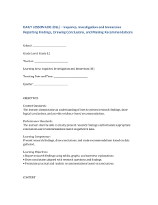 Grade 12 Lesson Plan: Research Findings, Conclusions, Recommendations