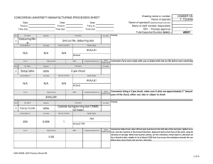 Concordia University Manufacturing Processes Sheet