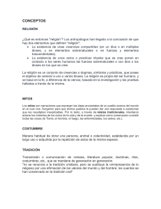 Conceptos: Religi&oacute;n, Mitos, Costumbres y Tradiciones