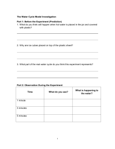 Water Cycle Model Investigation Worksheet