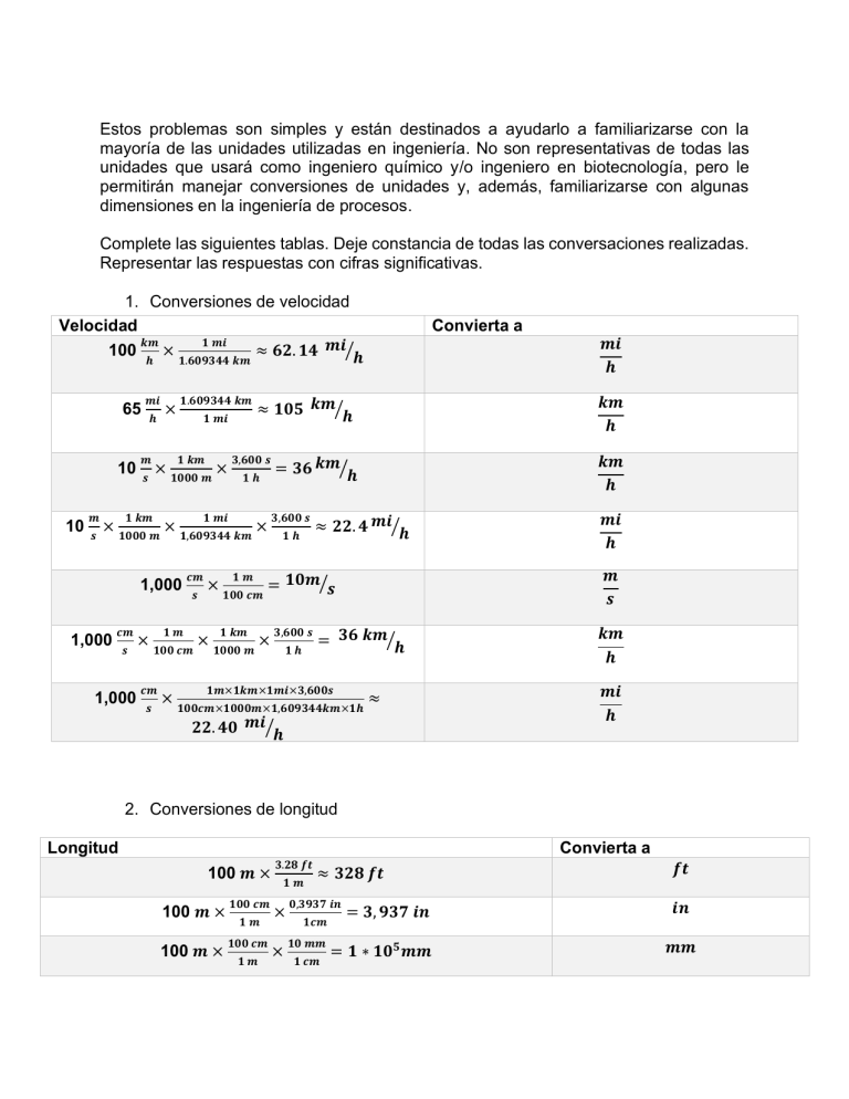 Engineering Unit Conversion Problems