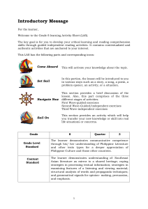 Grade 8 Learning Activity Sheet: Opinion Editorials