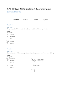 SPC Online 2025 Physics Exam Mark Scheme