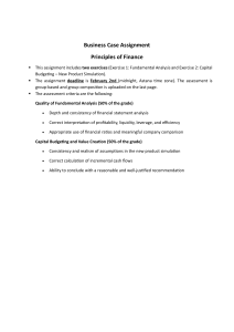Business Case Assignment Principles of Finance