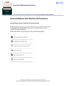 Overconfidence and Market Performance
