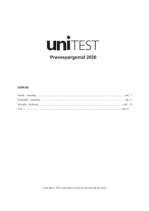 uniTEST 2026 Pr&oslash;vesp&oslash;rgsm&aring;l: Kritisk, Kvantitativ, Sproglig T&aelig;nkning