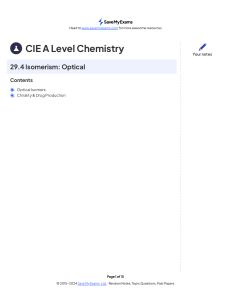 CIE A Level Chemistry: Optical Isomerism Notes