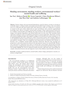 Environmental Workers&rsquo; Mental Health: Climate Change Impact Study