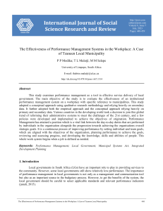 Performance Management Systems in Local Government: Tzaneen Municipality Case Study