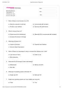 Operating Systems Quiz Worksheet | Wayground