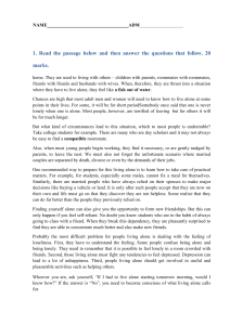Living Alone: Reading Comprehension Exam
