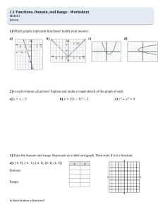 Functions and Function Notation Worksheet - MCR3U