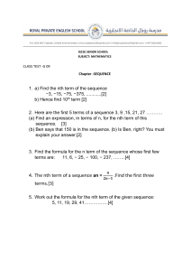IGCSE Mathematics Class Test: Sequence Chapter