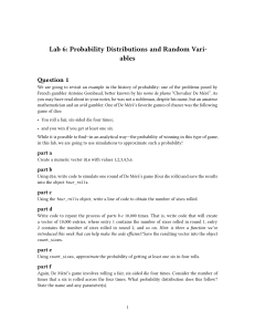 Lab 6: Probability Distributions and Random Variables