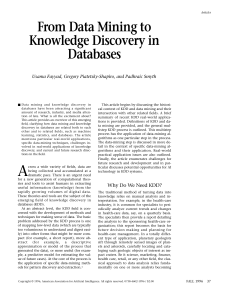 From Data Mining to Knowledge Discovery in Databases