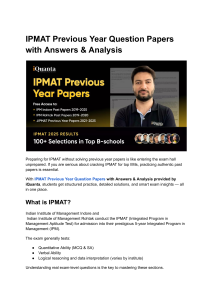 IPMAT Previous Year Question Papers with Answers & Analysis