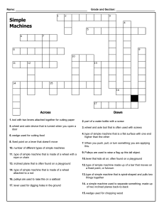 Simple Machines Crossword Puzzle Worksheet