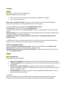 Geopolitics Lecture Notes: Power, Space, and World Order