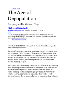The Age of Depopulation: Global Trends and Implications