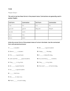 Present Tense 'To Be' Grammar Worksheet