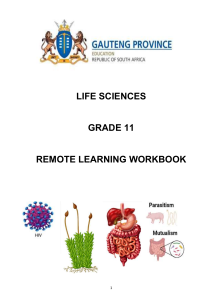 Grade 11 Life Sciences Remote Learning Workbook