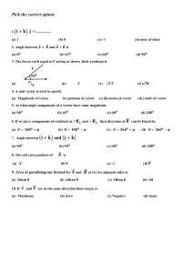 Physics Vector Multiple Choice Quiz