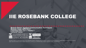 IIE Rosebank College: Applied Communication Techniques