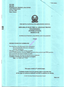 Power Electronics, Machines and Utilization Exam Paper